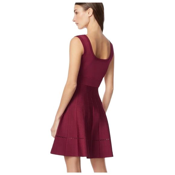 NEW NWT Herve Leger Fit and Flare Maroon Mini Dress Size Large - Picture 4 of 15